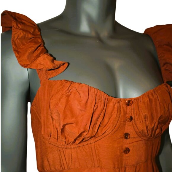 Farm Rio Ruffle Strap Maxi Dress Size M - Picture 4 of 11